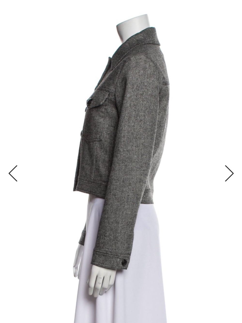 Veronica Beard Gray Cropped Wool-Blend Jacket - Picture 2 of 5